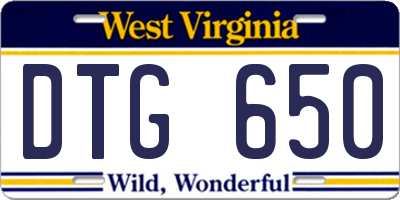 WV license plate DTG650