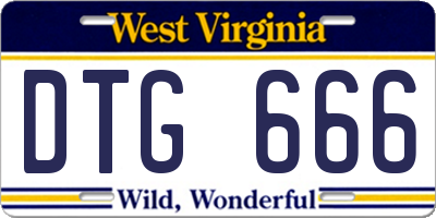 WV license plate DTG666