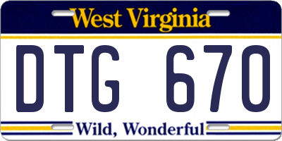WV license plate DTG670