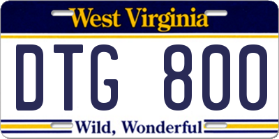 WV license plate DTG800