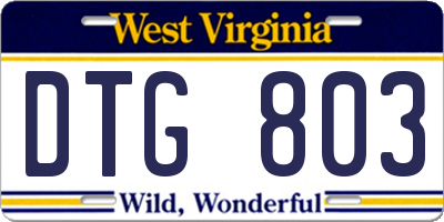 WV license plate DTG803