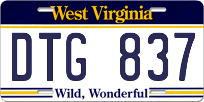 WV license plate DTG837