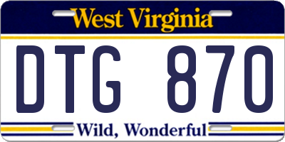 WV license plate DTG870