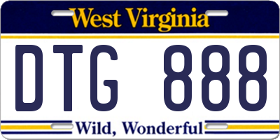 WV license plate DTG888