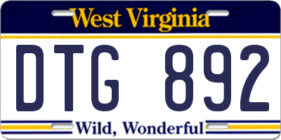 WV license plate DTG892