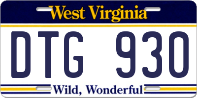 WV license plate DTG930