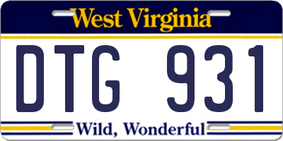 WV license plate DTG931