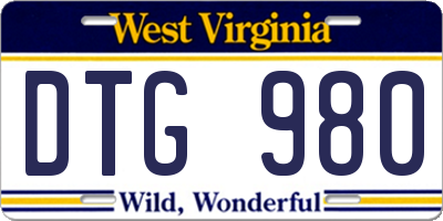 WV license plate DTG980