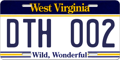 WV license plate DTH002