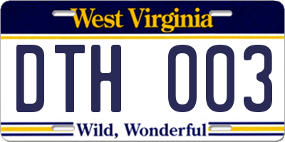 WV license plate DTH003
