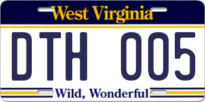 WV license plate DTH005