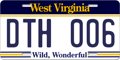 WV license plate DTH006