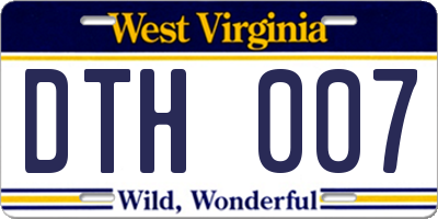 WV license plate DTH007