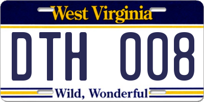 WV license plate DTH008