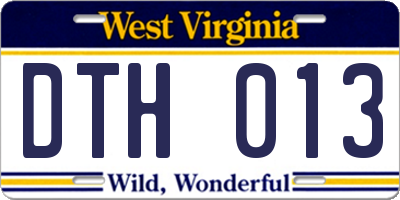 WV license plate DTH013