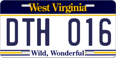 WV license plate DTH016
