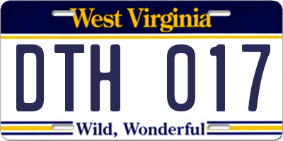 WV license plate DTH017