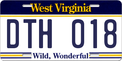 WV license plate DTH018