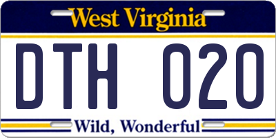 WV license plate DTH020