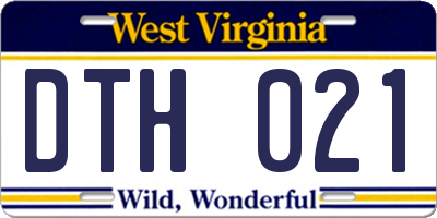 WV license plate DTH021