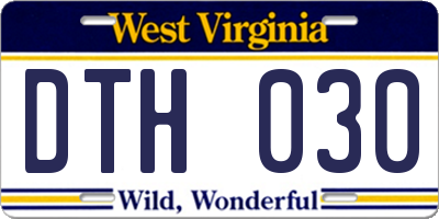 WV license plate DTH030