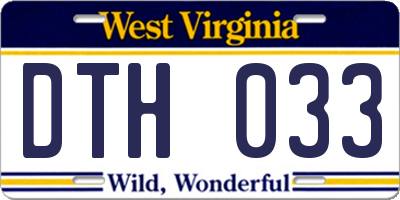 WV license plate DTH033