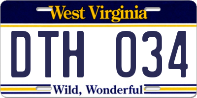 WV license plate DTH034