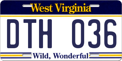 WV license plate DTH036