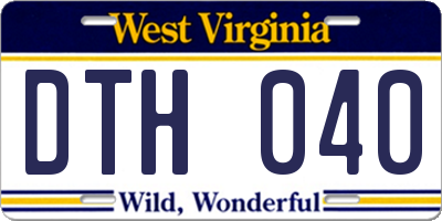 WV license plate DTH040