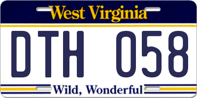 WV license plate DTH058