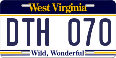 WV license plate DTH070