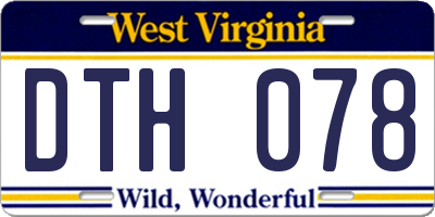 WV license plate DTH078