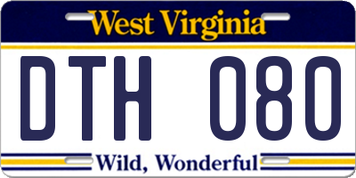 WV license plate DTH080