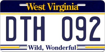 WV license plate DTH092