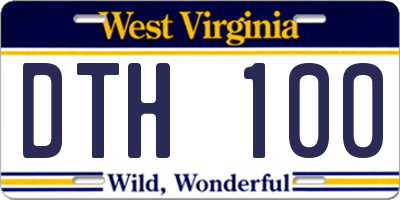 WV license plate DTH100