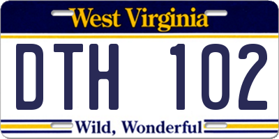 WV license plate DTH102