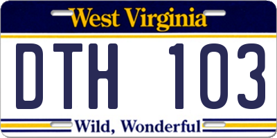 WV license plate DTH103