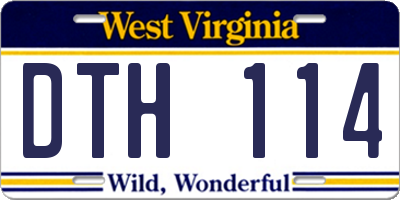 WV license plate DTH114