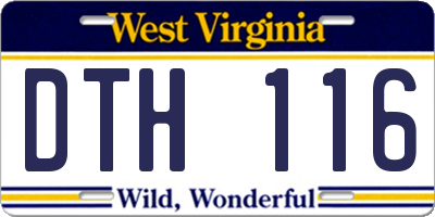 WV license plate DTH116