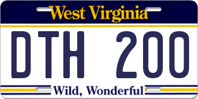WV license plate DTH200