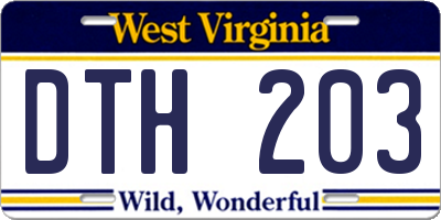 WV license plate DTH203
