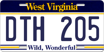 WV license plate DTH205