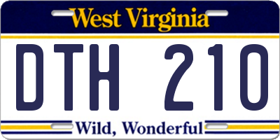 WV license plate DTH210