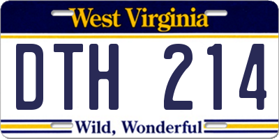 WV license plate DTH214