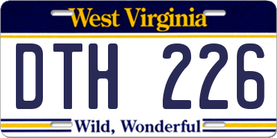 WV license plate DTH226