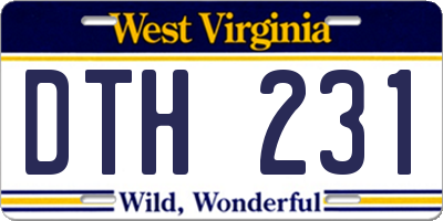 WV license plate DTH231