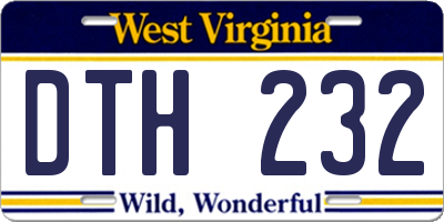 WV license plate DTH232