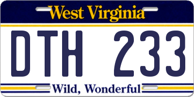WV license plate DTH233