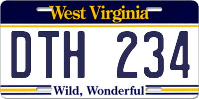 WV license plate DTH234