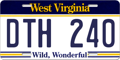 WV license plate DTH240